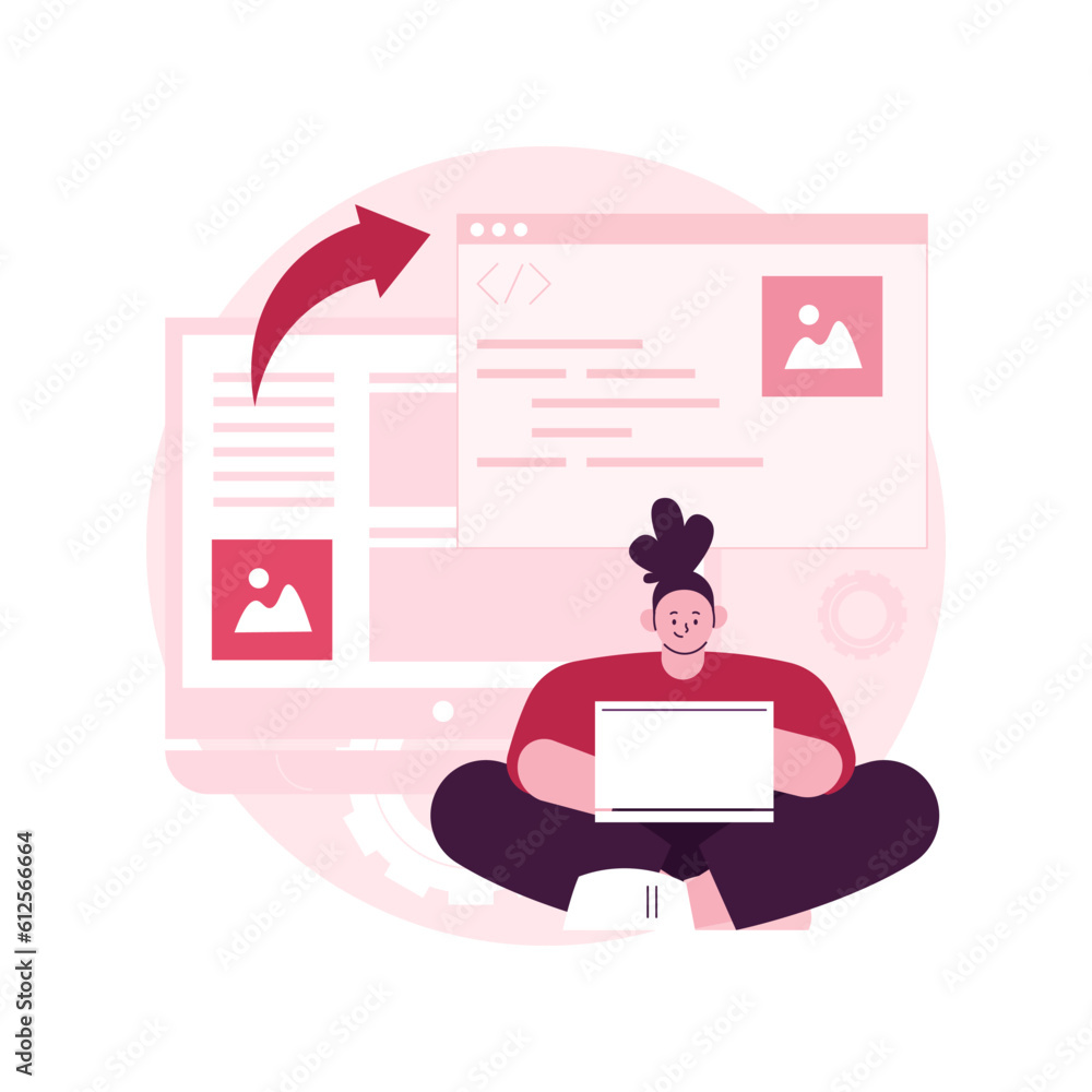 Poster microsite development abstract concept vector illustration. microsite web development, small interne