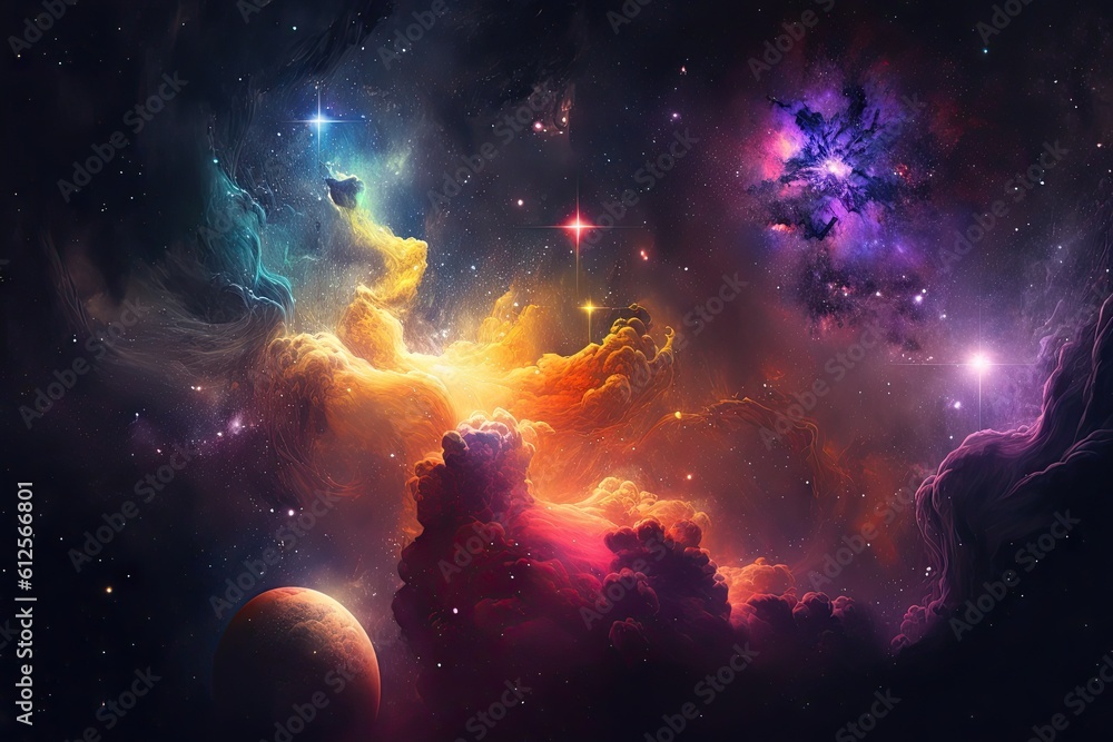 Poster space background deep space full stars shiny beautiful. generative ai aig15.