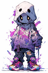 Urban ghost character graffiti urban street style. Generative ai