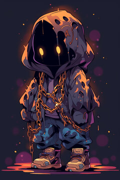 Urban ghost character graffiti urban street style. Generative ai