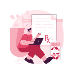 Online prescription system abstract concept vector illustration. Online medical prescription system, electronic prescribing, online pharmacy, e-prescribing, digital request abstract metaphor.