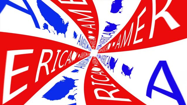 3D America Map Animation Background, Twisting Tunnel