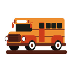 Yellow classic school bus flat vector illustration. Back to school concept school bus on white background