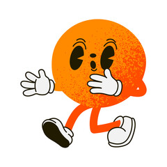 Retro groovy orange character. Retro cartoon character sticker.