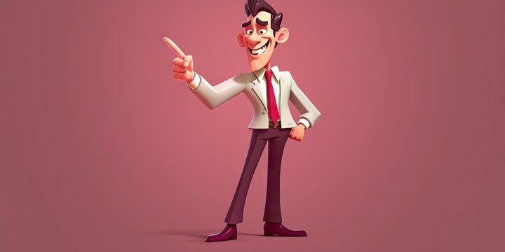 businessman character dressed like a man pointing to something generative AI
