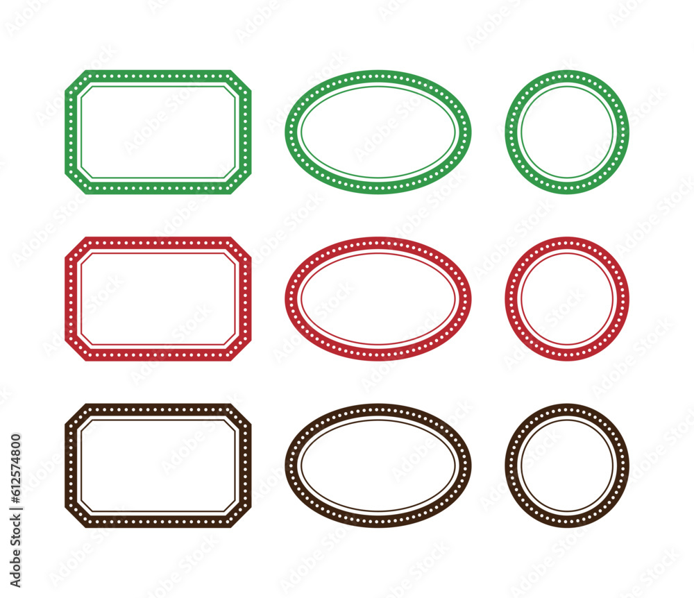 Poster set of label stickers of various shapes in old vintage style. there is a line where you can write a 