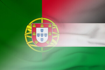 Obraz premium Portugal and Jordan state flag transborder negotiation JOR PRT