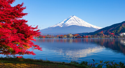 beautiful scenery of mount fuji japan