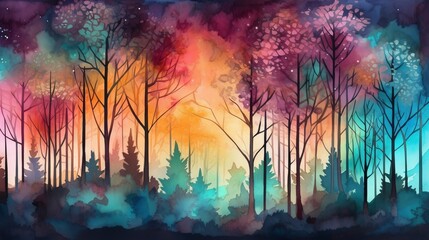 Obraz na płótnie Canvas An abstract forest landscape. Generative AI. 