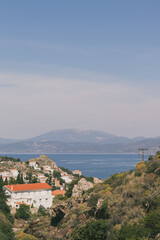 Naklejka na ściany i meble Top view of the island Hydra, a Greek island 