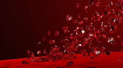 Diamond with tint on the red background Created with Generative AI technology.