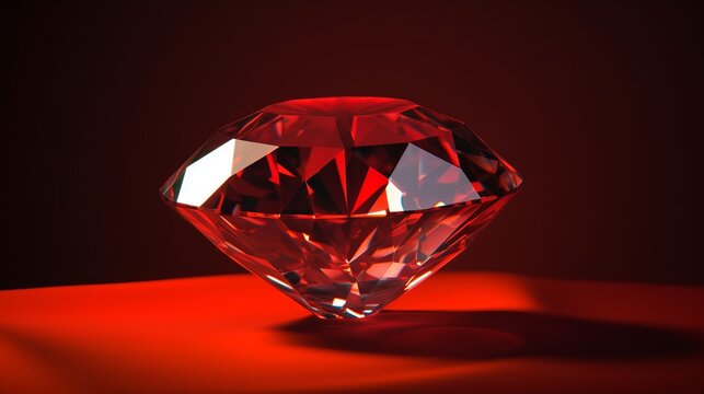 Naklejka Diamond with tint on the red background Created with Generative AI technology.