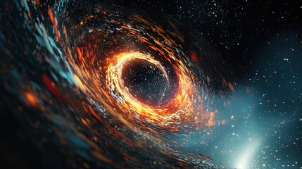 Illustration representing a black hole - AI generated image.