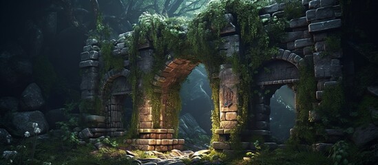 Obraz premium A game scene with florest gate. Create with generative ai.