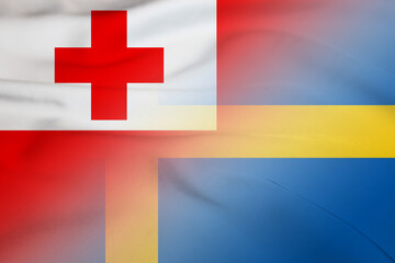 Obraz premium Tonga and Sweden national flag international relations SWE TON