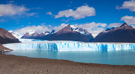 beautiful snow landscape in the north pole with snow ramparts