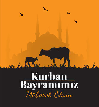 Kurban bayrami. Feast of the Sacrifice Greeting. 