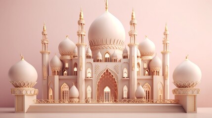 A beautiful islamic castle background with empty space to promote products and services. Generative Ai.