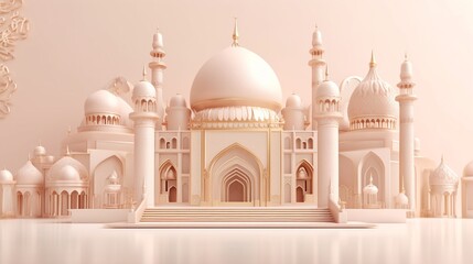 A beautiful islamic castle background with empty space to promote products and services. Generative Ai.