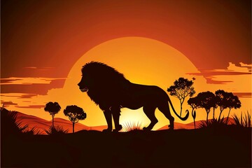 Fototapeta na wymiar lion silhouette artwork art illustration