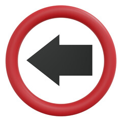 3D Left direction sign isolated.