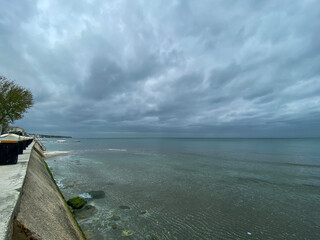 Dramatic  Stormy clouds over the sea of Marmara Kumburgaz. Istanbul 