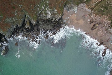 Aerial view of a deserted rocky coastline