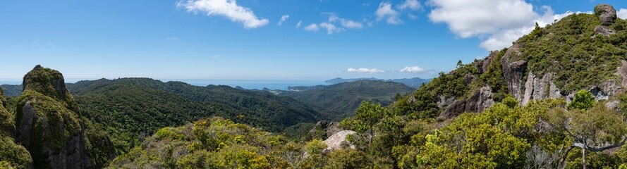 Mt Hobson and forest landscape in Aotea Great Barrier Island, Aotearoa in New Zealand