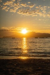 Aerial view of sea during sunset