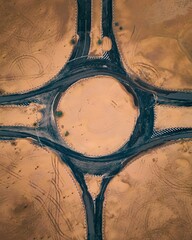 Vertical shot of the roundabout in the desert.