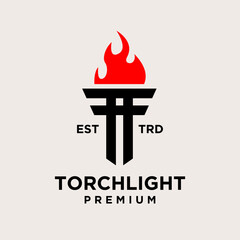 Torch letter t Logo icon design illustration