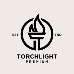Torch letter t Logo icon design illustration - obrazy, fototapety, plakaty
