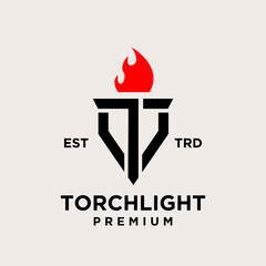 Torch letter t Logo icon design illustration