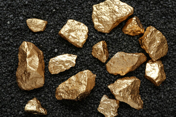 Golden nuggets on black coal