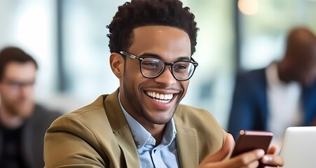 young man holding phone, communication, business, company