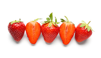 Fresh strawberries on white background