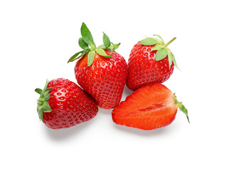 Fresh strawberries on white background