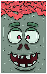 Happy Expression of Zombie Face Character Cartoon. Wallpaper, Cover, Label and Packaging Design.