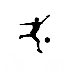 Soccer player, soccer player black white. Soccer player silhouette.