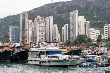 Fototapeta na wymiar Ap Lei Chau fishing harbor in Hong Kong