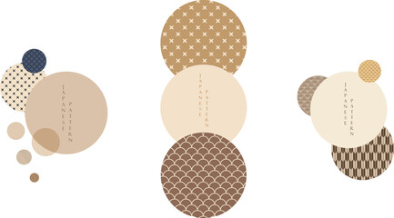 Abstract arts background with Japanese pattern vector. Art Geometric template with circle elements with contemporary poster design.