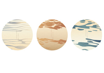 Abstract background with Japanese wave pattern vector. Water surface element template illustration in vintage style.