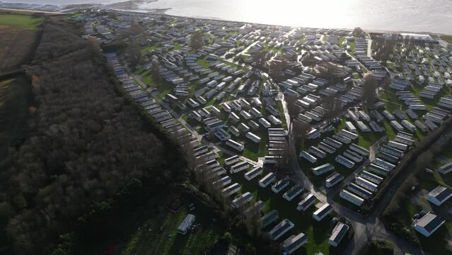 Drone footage flying over Coopers Beach Holiday Park, Mersea Island.