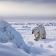 Fototapeta na wymiar Polar bear in the snow
