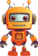 cartoon orange robot character vector illustration Isolated on white background. Kids robot toy logo design template
