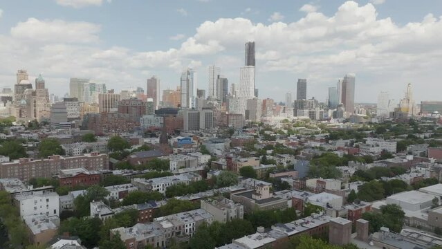 Flying over Cobble Hill toward Brooklyn Heights