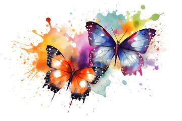 two butterflies on a white background