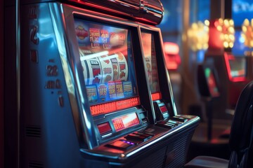 slot machine in casino - obrazy, fototapety, plakaty