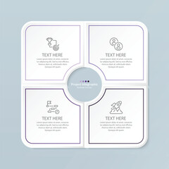 Infographic process design with icons and 4 options or steps.