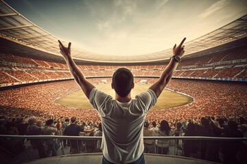 Fototapeta na wymiar fan happy at the stadium